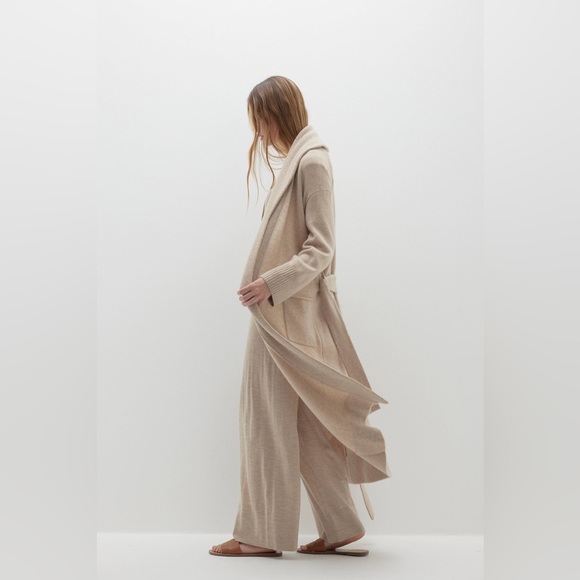 NEW NakedCashmere Chocolate Brown Ynes Tie-Belt 100% Cashmere Belted Robe NWT - Picture 12 of 15